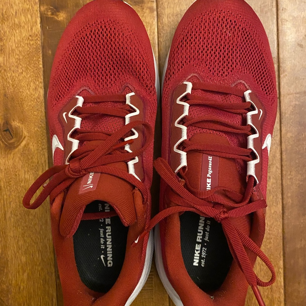 Nike Red and White Sneakers Lightweight Mesh Design